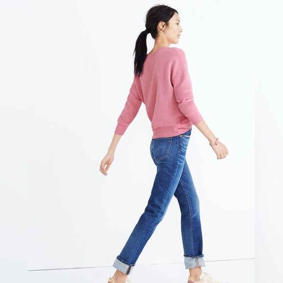 Madewell Miles Mainstay Sweatshirt Cozy Heather Petal Pink Large Cotton - Picture 9 of 9